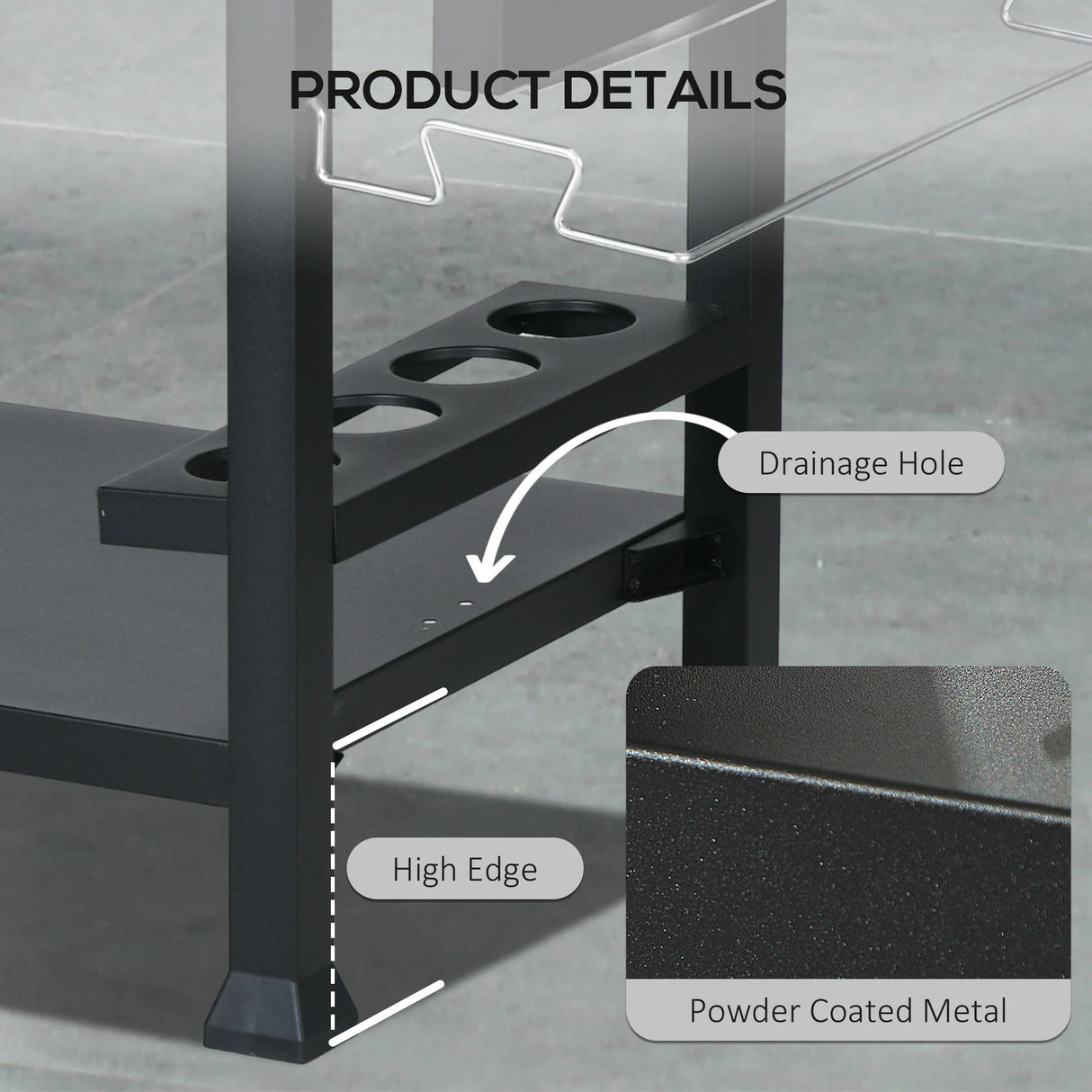 Outsunny Multi-Feature BBQ Grill Table, with Stainless Steel Top - Black