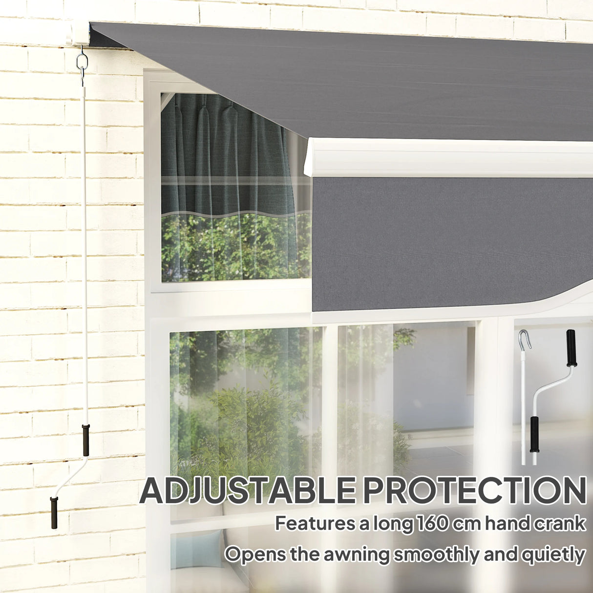 Outsunny 2 x 2.5m Manual Retractable Awning - Dark Grey