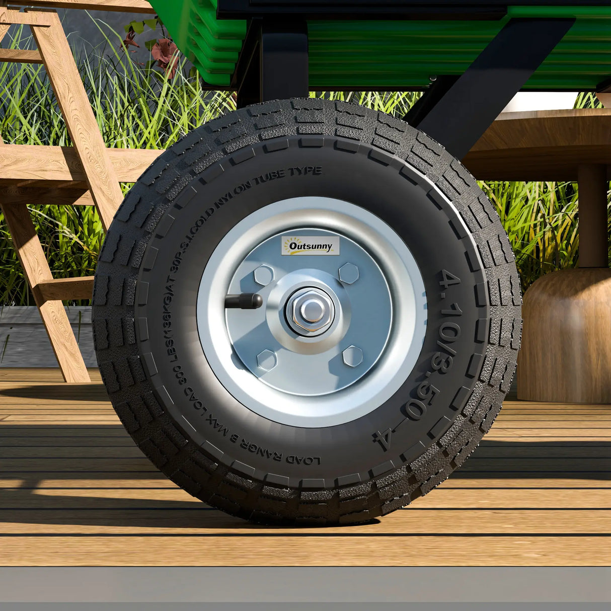 Outsunny Set of 4 Pneumatic Wheels, 10" Wheelbarrow Wheels Replacement for Barn Carts, Hose Carts, Garden Carts, Sack Trucks, Black