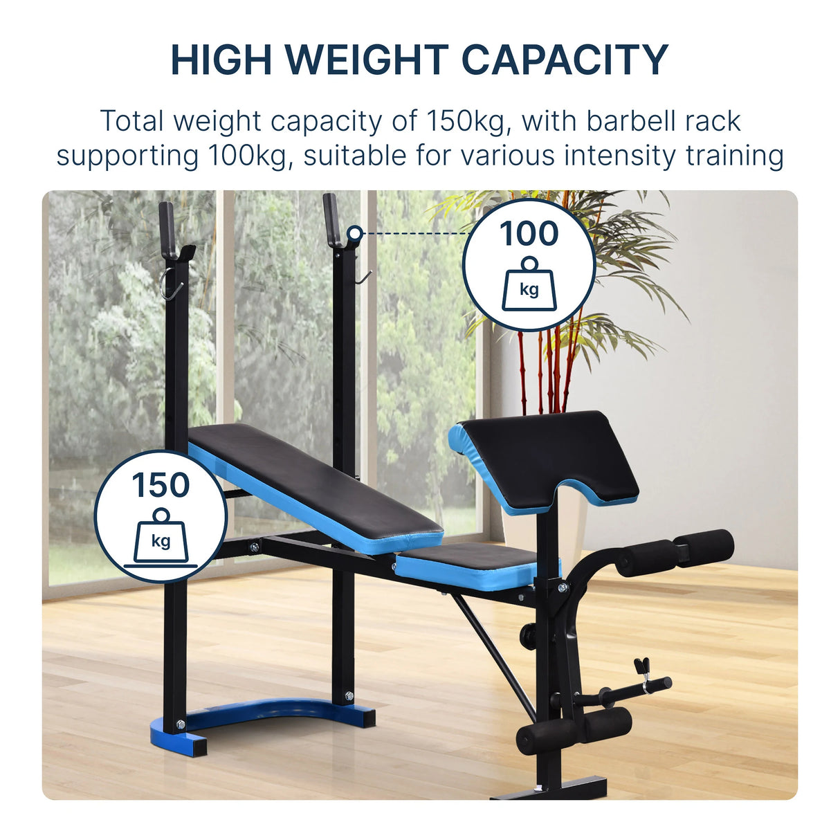 HOMCOM Adjustable Weight Bench with Leg Developer Barbell Rack for Lifting and Strength Training Multifunctional Workout Station for Home Gym Fitness, Black