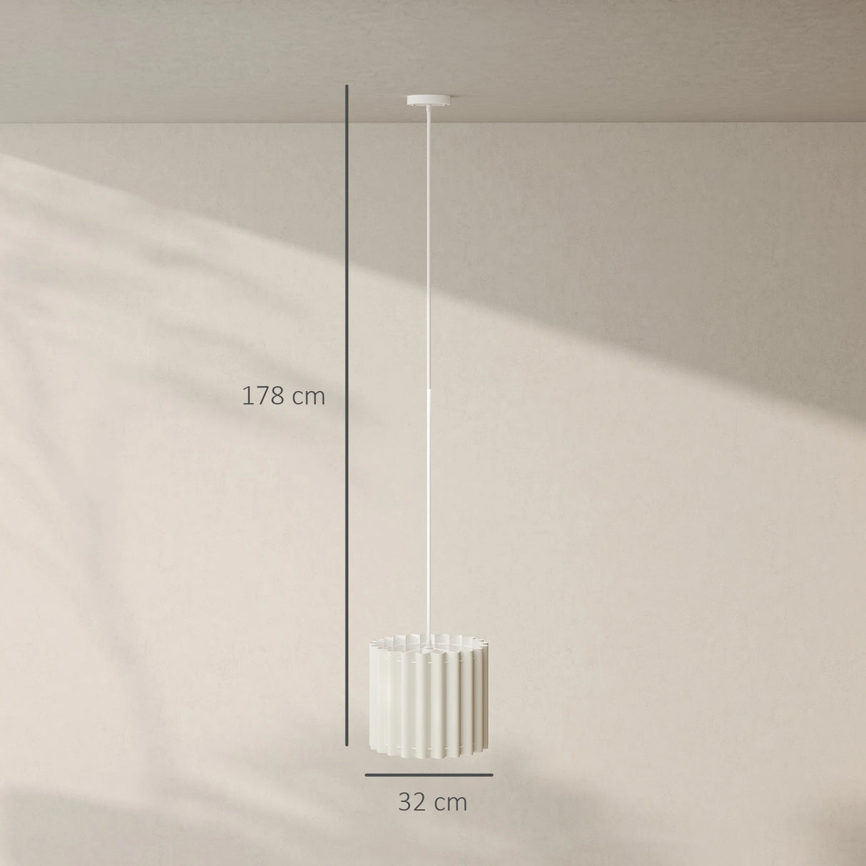 HOMCOM Linen Pendant Light, Bedside Ceiling Lamps with E27 Bulb, Modern Hanging Lights for Living Room, Bedroom, Kitchen, Hallway, White