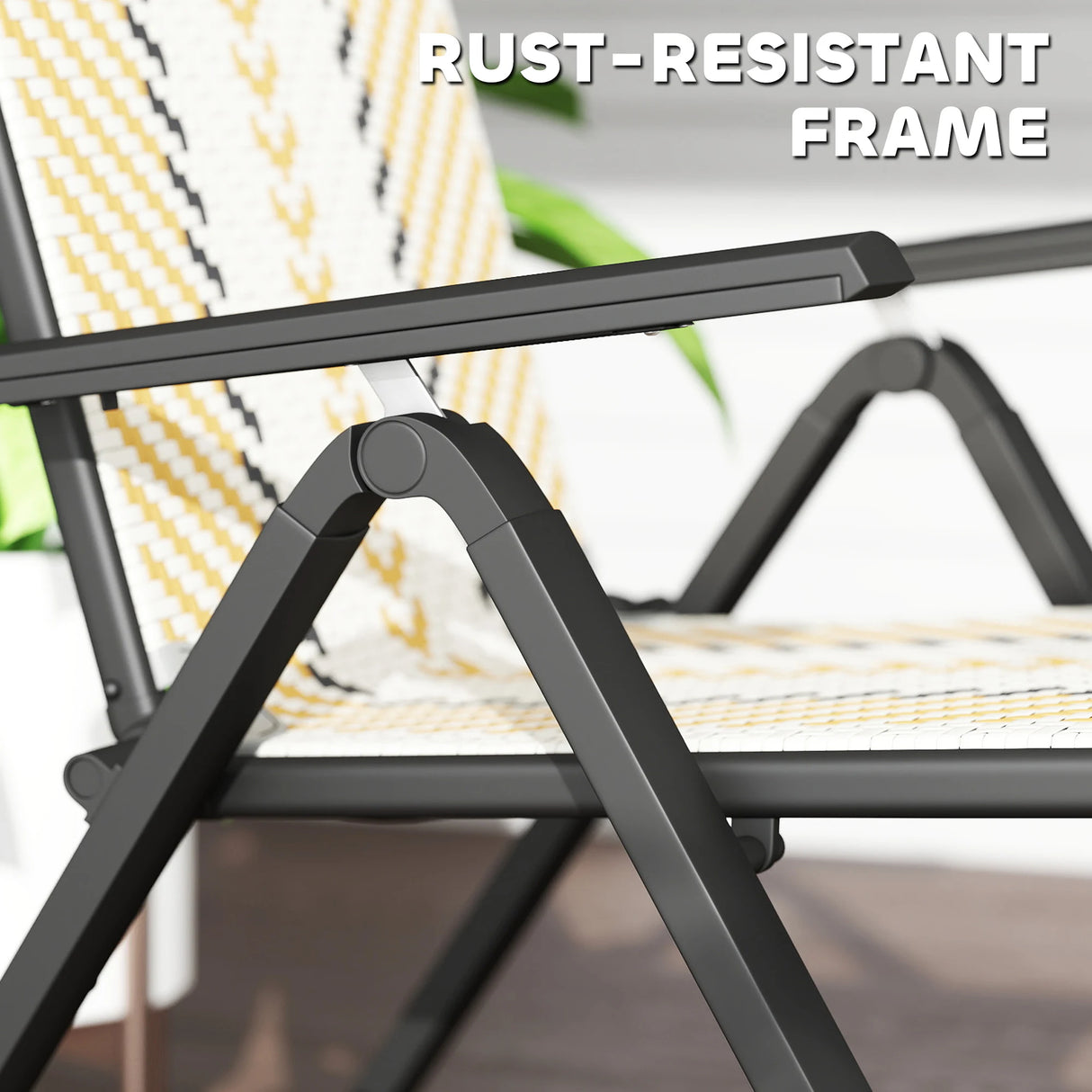 Outsunny Set of Two Rattan Reclining Garden Chairs - Multicolour