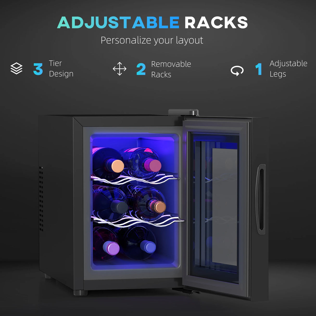 HOMCOM Six Bottle 8-18 Countertop Wine Fridge - Black