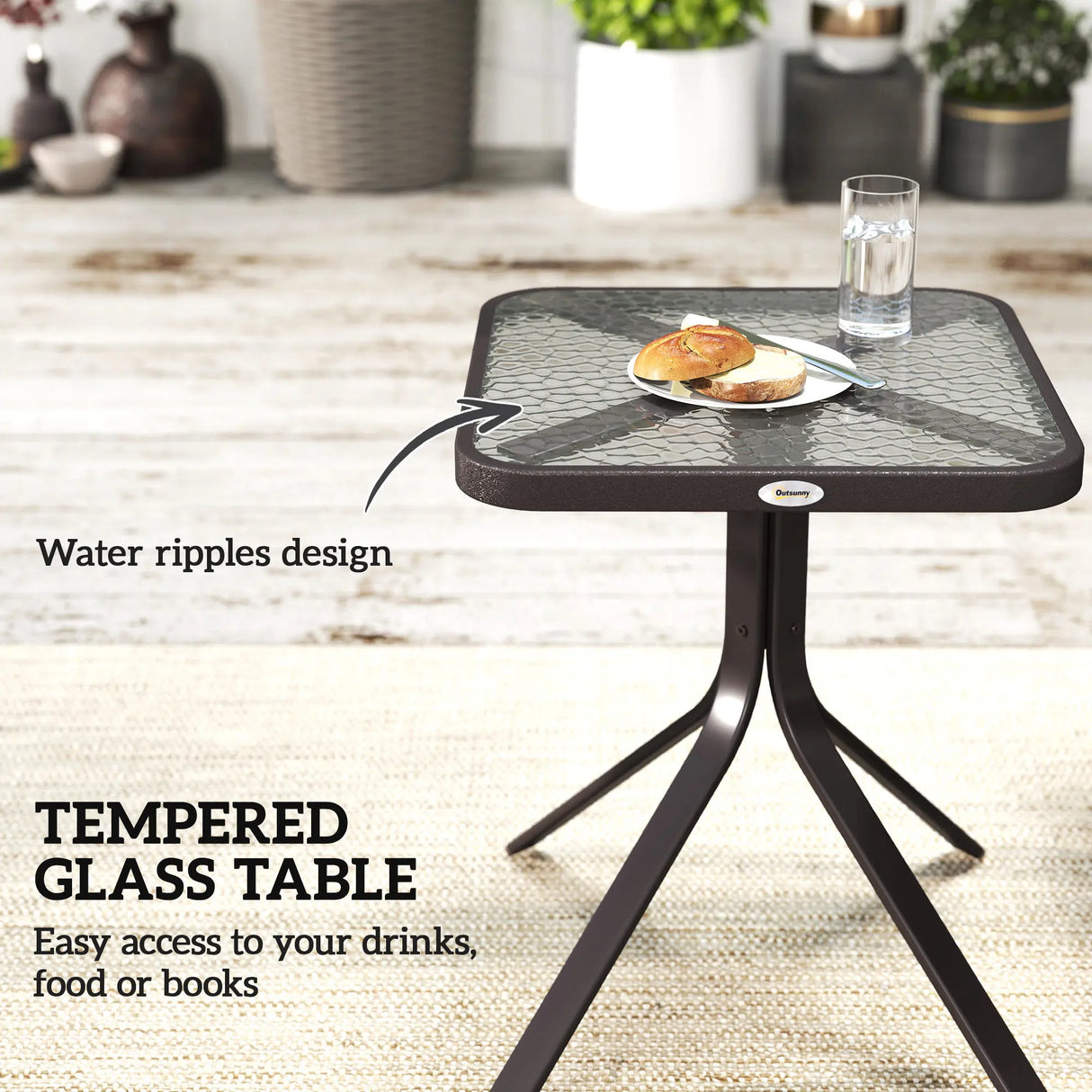 Outsunny Glider Rocking Chair & Table Set 2 Single Seaters Rocker Garden Swing Chair Patio Furniture Bistro Set Grey