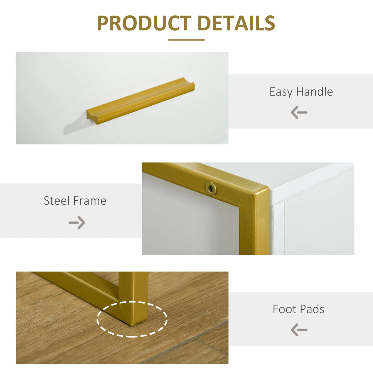 HOMCOM Bedside Table Set of 2, Modern Side Tables with Drawer and Shelf, Nightstands for Bedroom, White