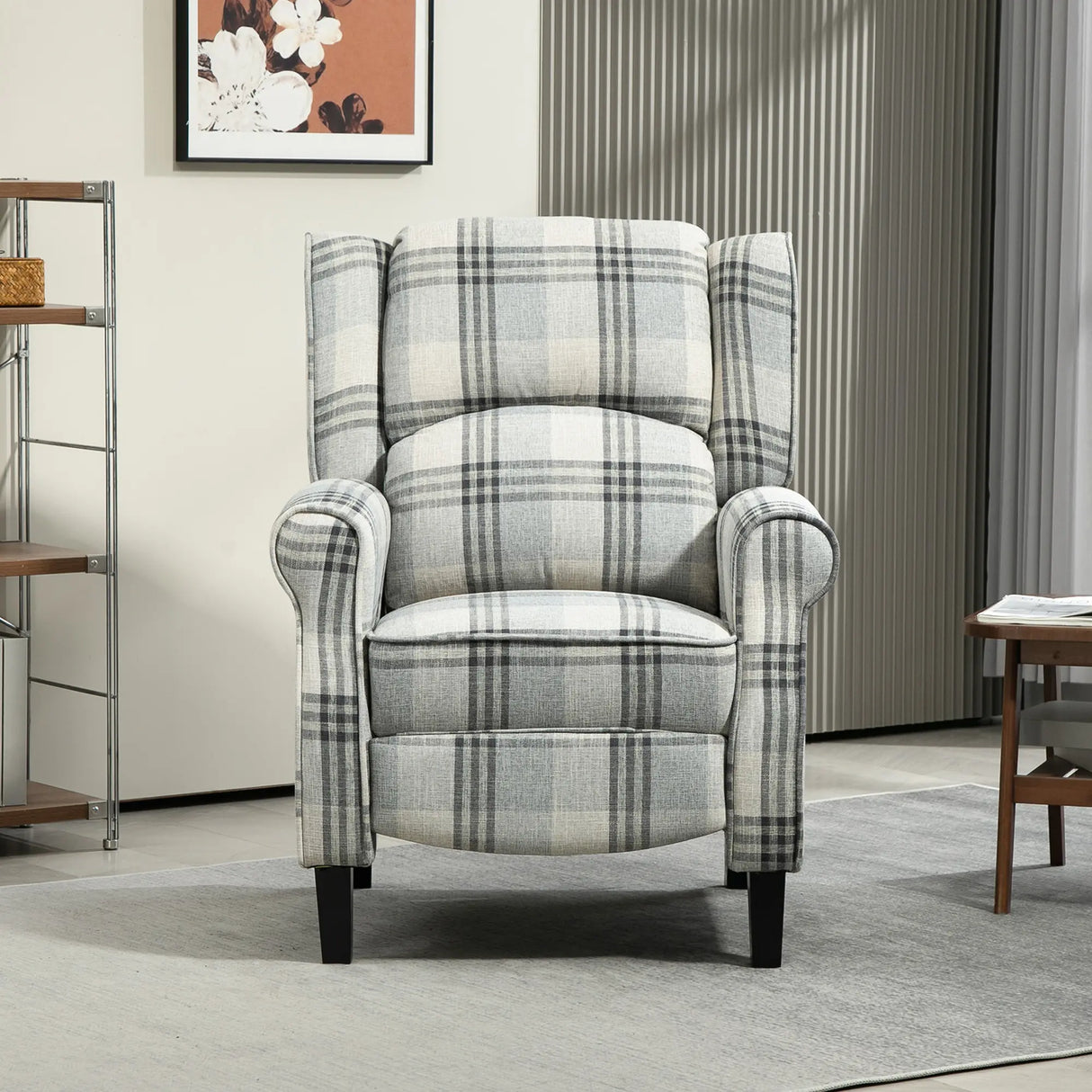 HOMCOM 160 Reclining Armchair, with Footrest - Grey