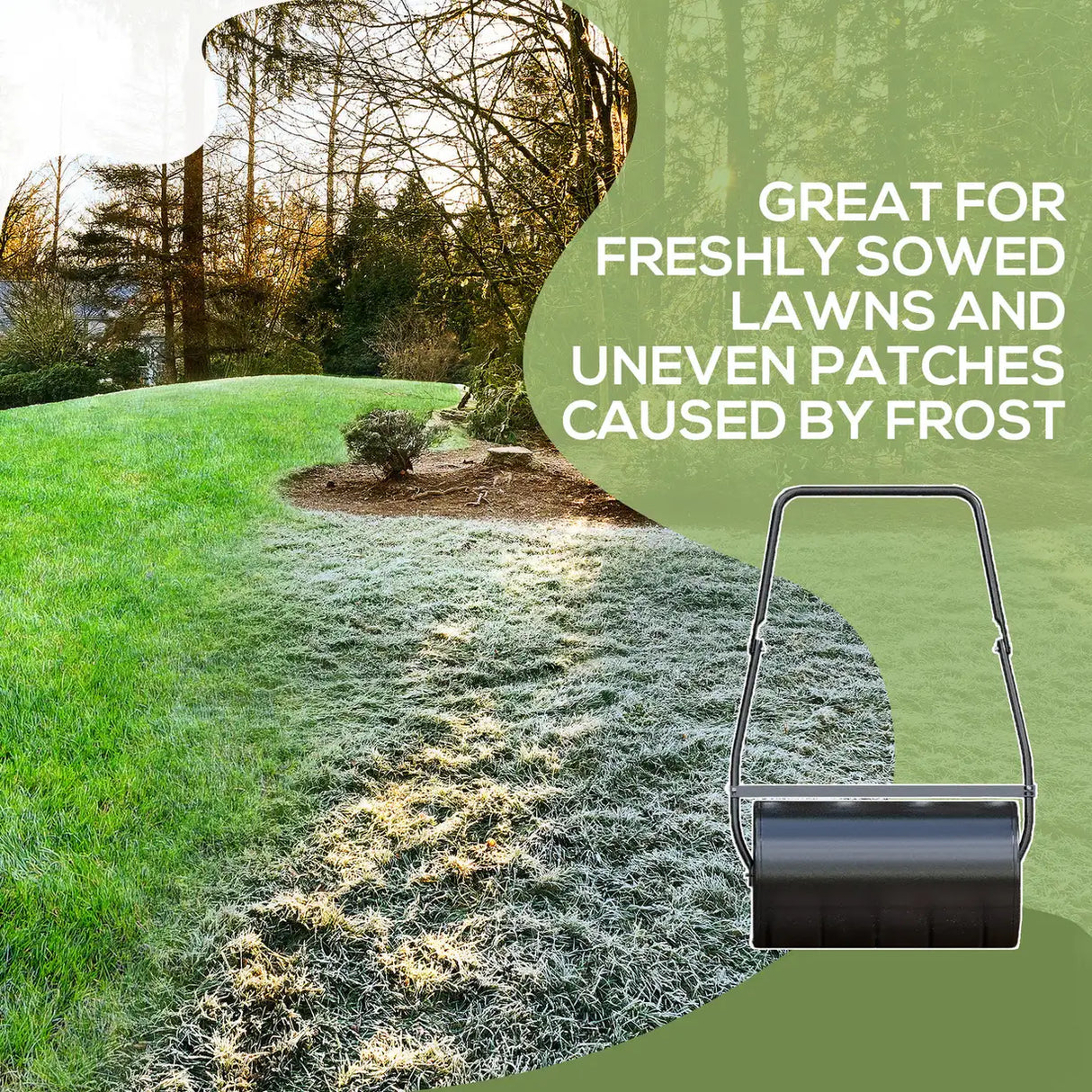 DURHAND Heavy Duty Garden Lawn Roller Push Tow Water Sand Filled 46L Equipment Manual Push Rolling Drum