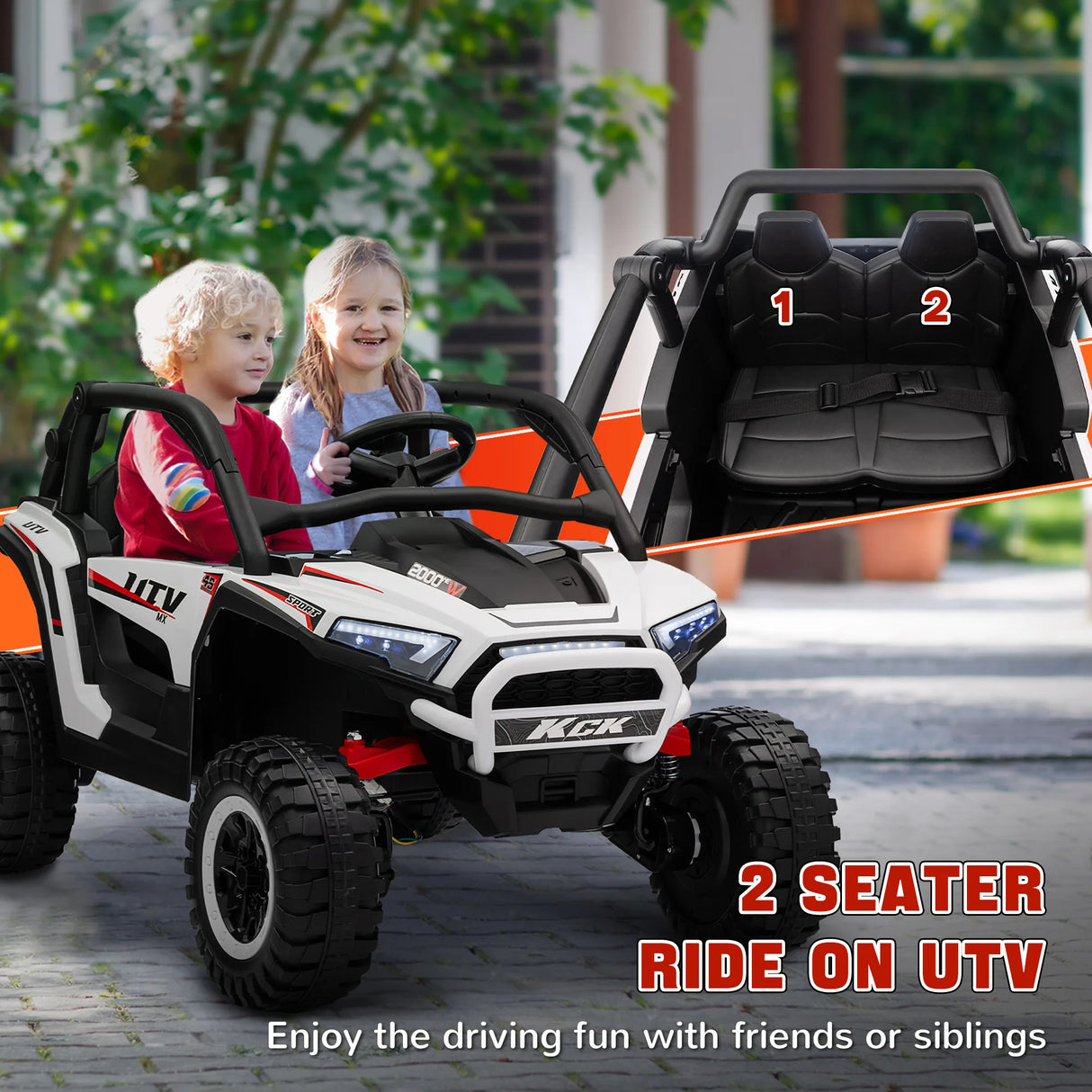 AIYAPLAY 2 Seater 24V 7AH Ride on Truck, Battery Powered Electric Ride On Car w/ Remote, Suspension, 3 Speeds, White