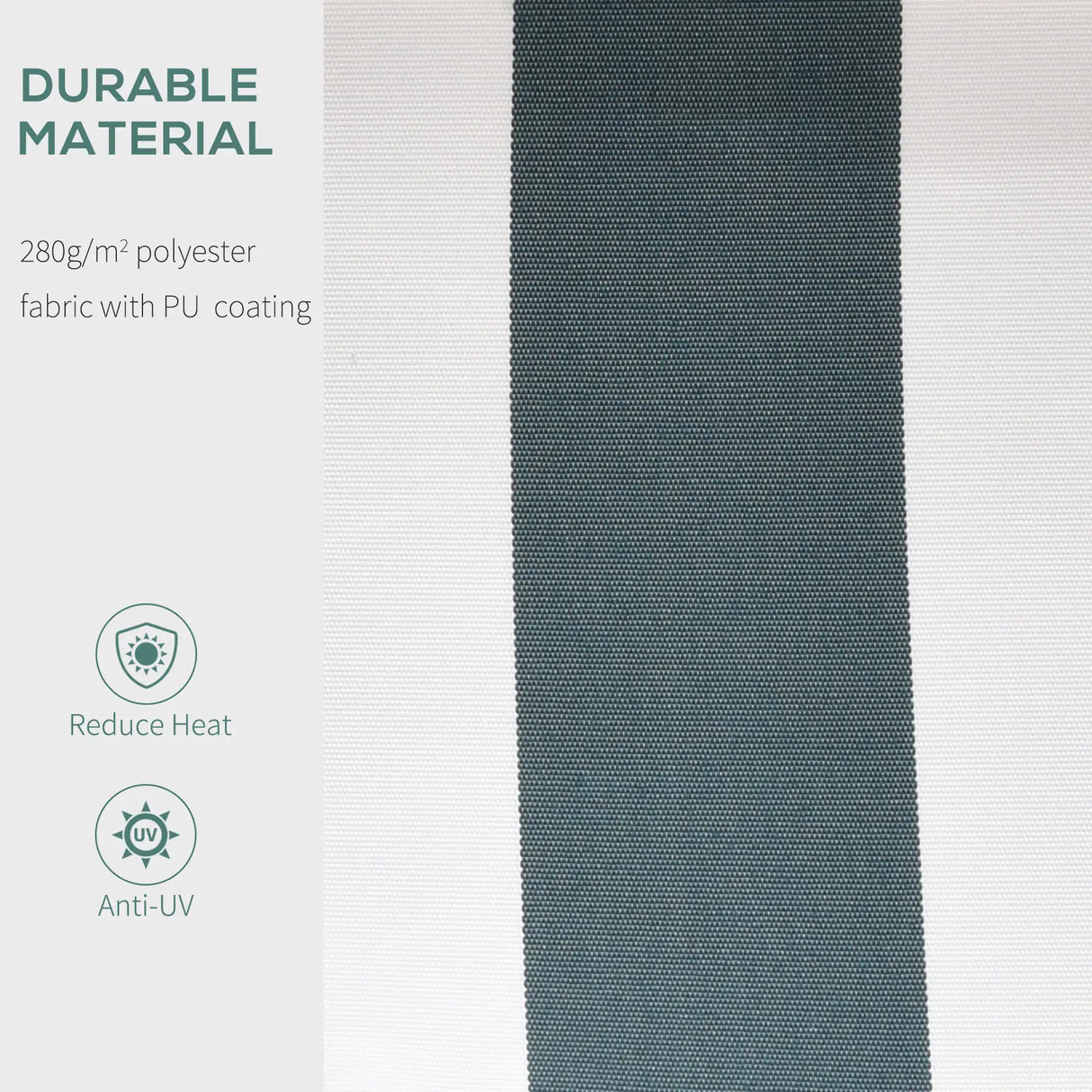 Outsunny Retractable Awning, 2.5x2 m-Dark Green/White