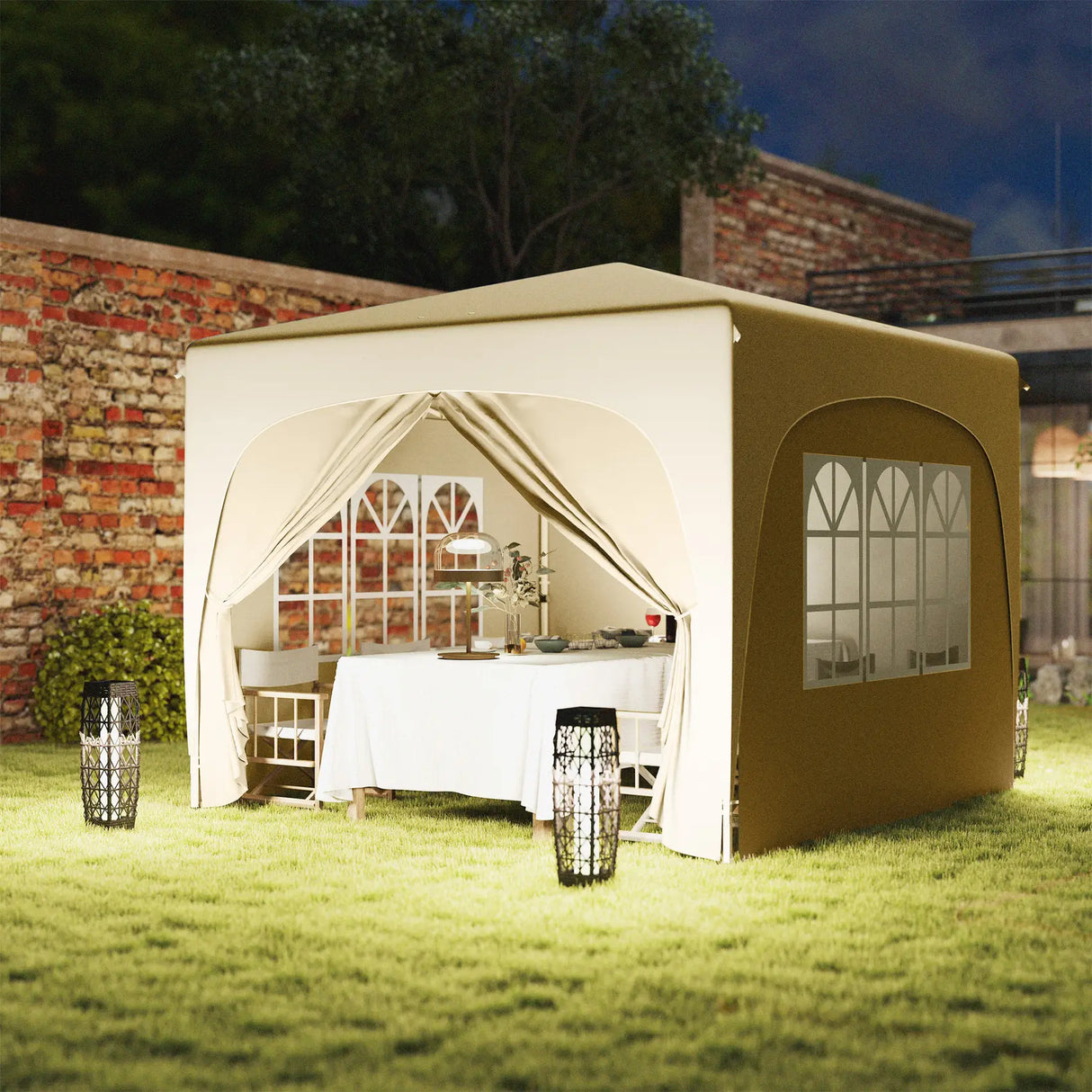 Outsunny 3 x 3m Pop-Up Gazebo Shelter, with Accessories - Sand