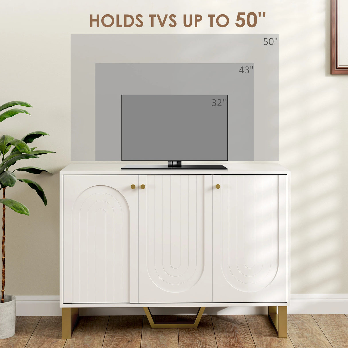 HOMCOM 3-Door Sideboard Storage Cabinet - White