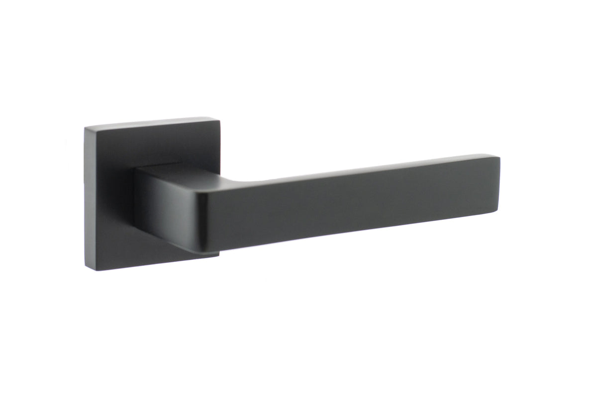 STATUS Montana Lever Door Handle on S4 Square Rose - Matt Black - Set