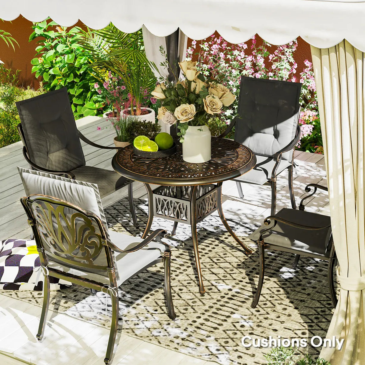 Outsunny Set of Four Padded Garden Seat Cushions - Light Grey