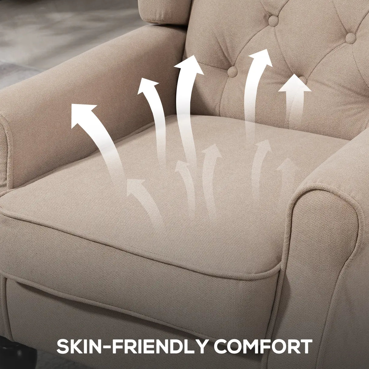 HOMCOM Wingback Accent Chair, Retro Upholstered Button Tufted Occasional Chair for Living Room and Bedroom, Beige