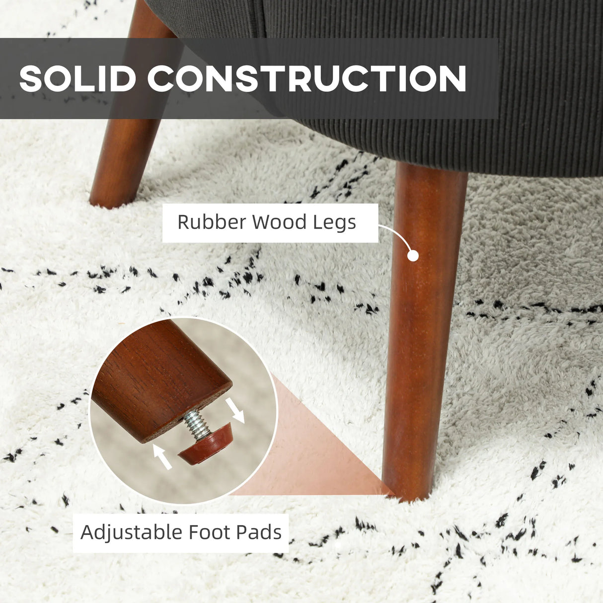 HOMCOM Corduroy Retro Accent Chair - Black