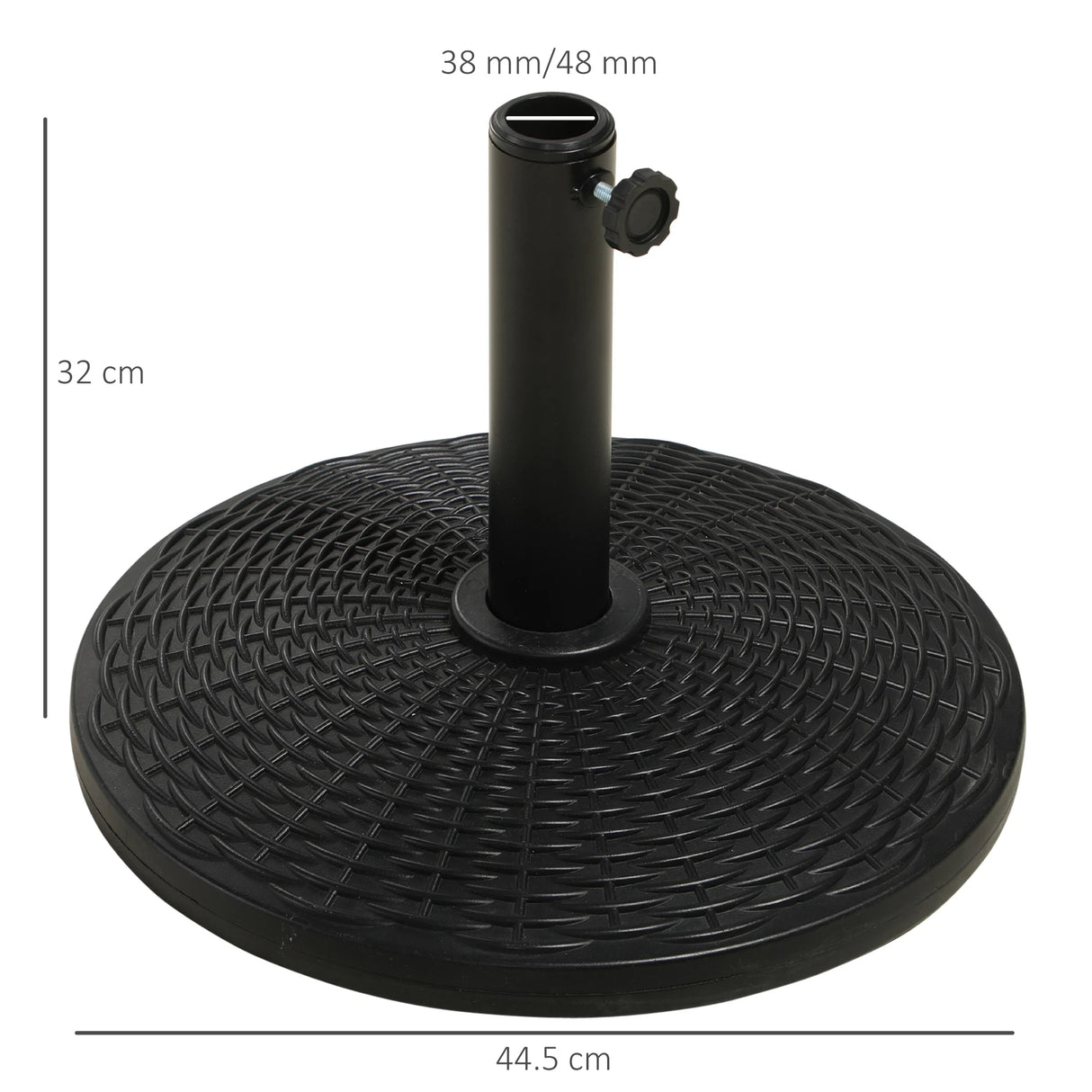 Outsunny 11.5 kg Plastic and Cement Rattan Pattern Parasol Base - Black