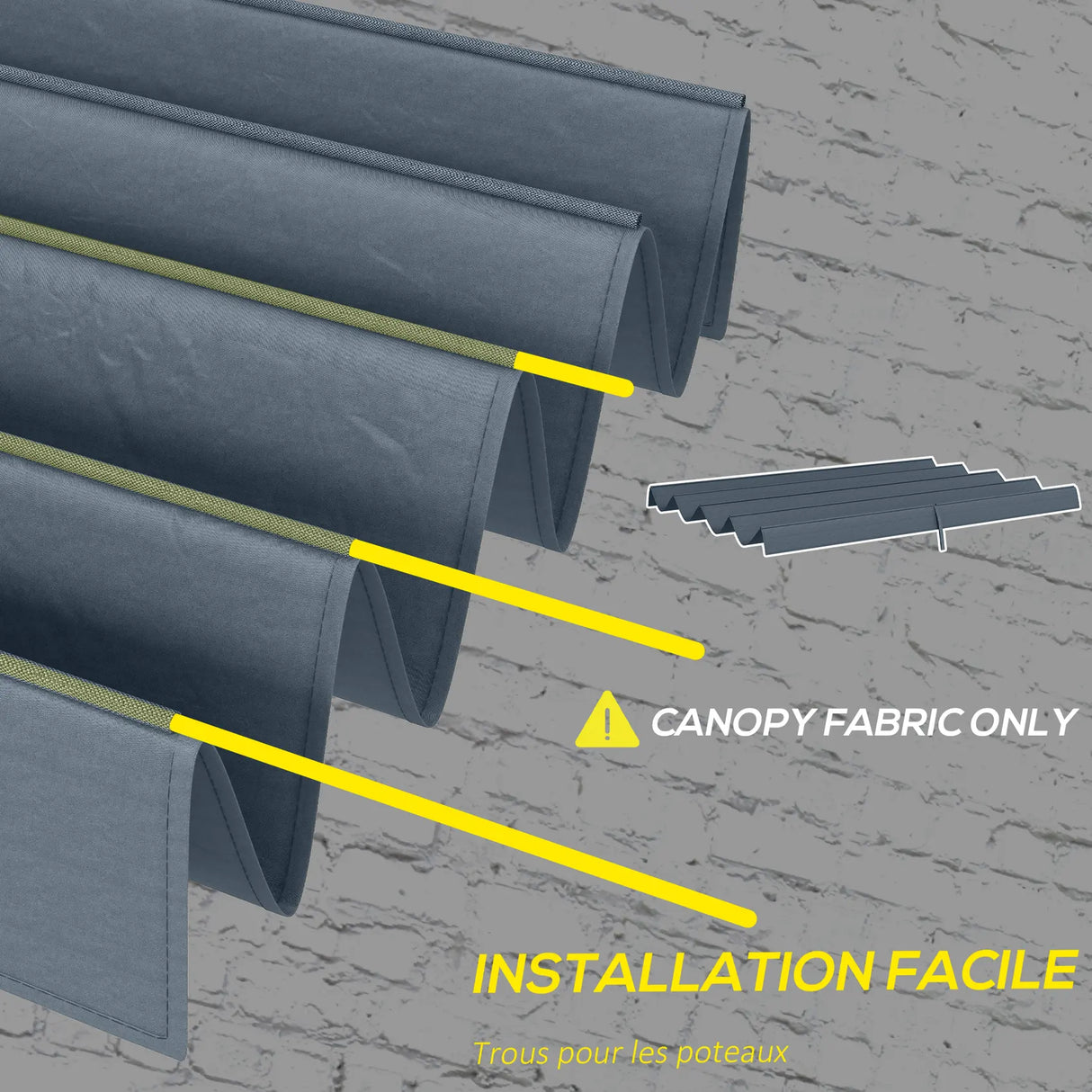 Outsunny Pergola Cover Roof, 2.86 x 2.45 m Retractable Sun Shade Top for 3 x 2m Pergola Frame, UV30+ Protected, Dark Grey