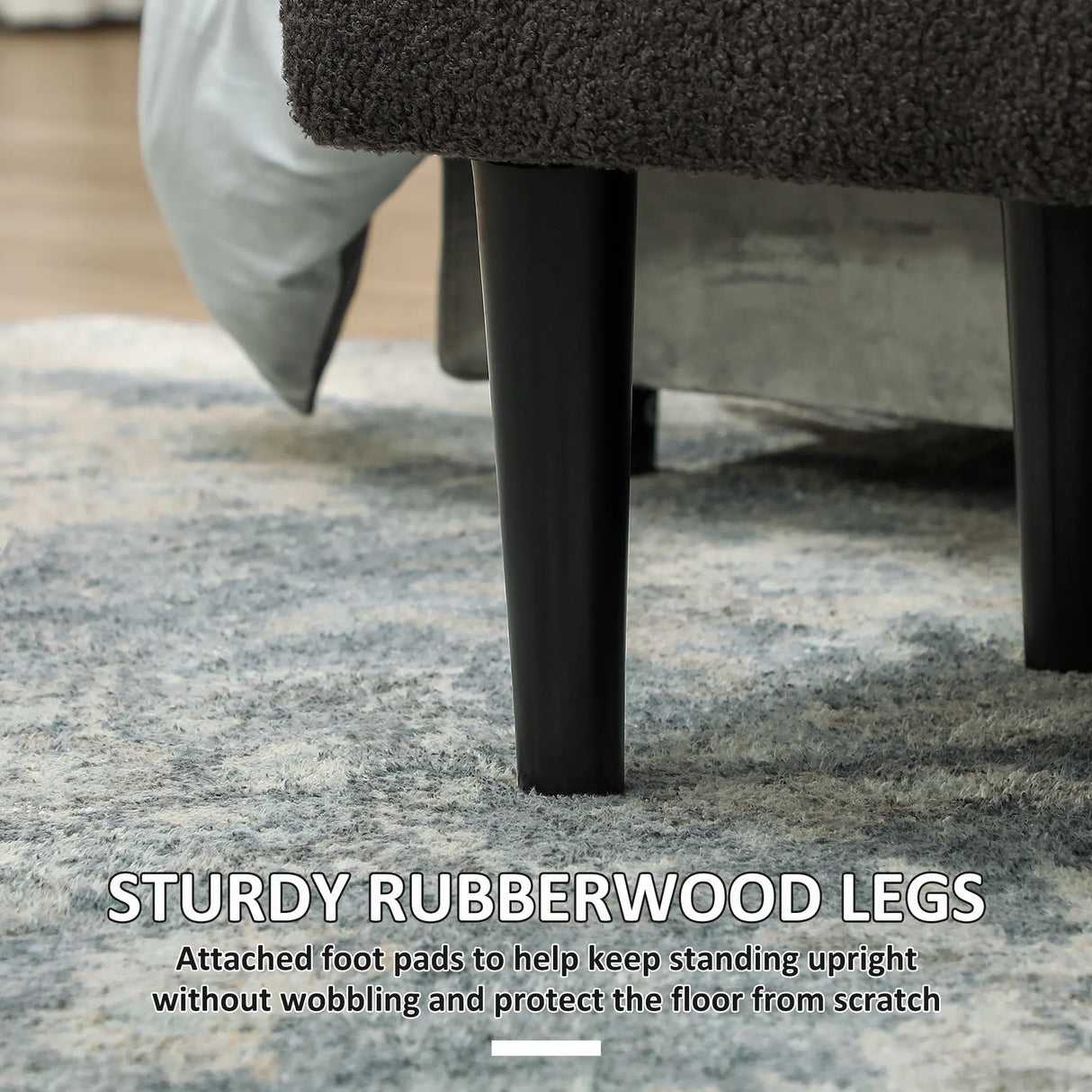 HOMCOM 57L Teddy Fleece Storage Ottoman - Dark Grey