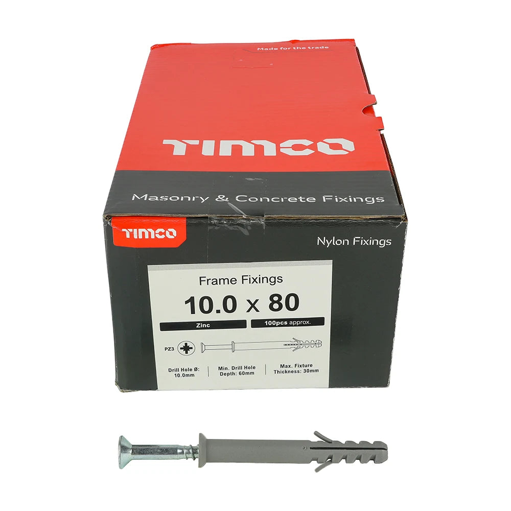 100 x TIMCO Nylon Frame Fixings - 10.0 x 80