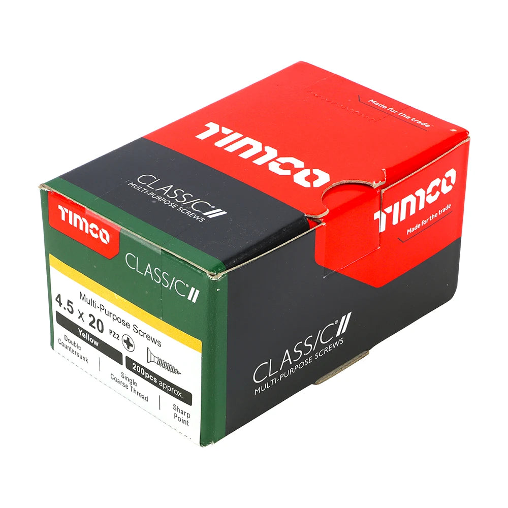 200 x TIMCO Classic Multi-Purpose Countersunk Gold Woodscrews - 4.5 x 20