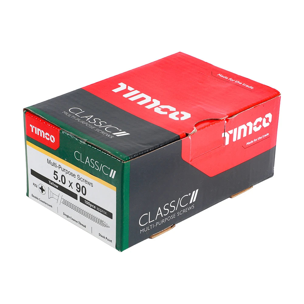 100 x TIMCO Classic Multi-Purpose Countersunk Gold Woodscrews - 5.0 x 90