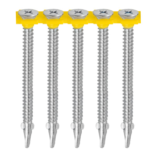 1000 x TIMCO Collated Self-Drilling Wing-Tip Steel to Timber Light Section Exterior Silver Screws - 4.8 x 44