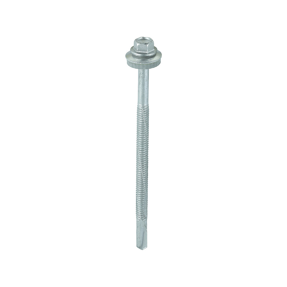 100 x TIMCO Self-Drilling Heavy Section Screws Exterior Silver with EPDM Washer - 5.5 x 100