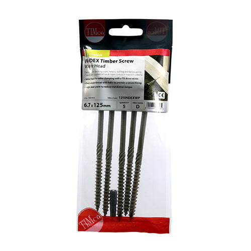 5 x TIMCO Wafer Head Exterior Green Timber Screws - 6.7 x 125