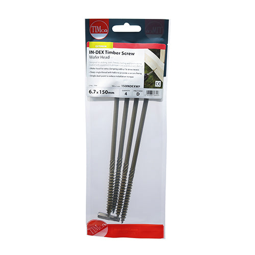 4 x TIMCO Wafer Head Exterior Green Timber Screws - 6.7 x 150