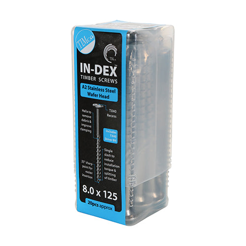 20 x TIMCO Wafer Head A2 Stainless Steel Timber Screws - 8.0 x 80