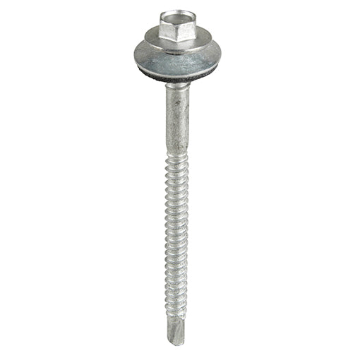 100 x TIMCO Self-Drilling Light Section Composite Panel Screws Exterior Silver with EPDM Washer - 5.5/6.3 x 82
