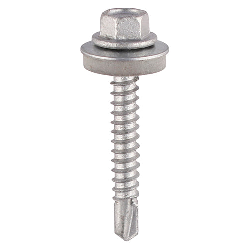 100 x TIMCO Self-Drilling Light Section Screws Exterior Silver with EPDM Washer - 5.5 x 100
