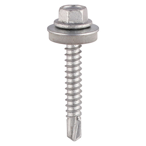 100 x TIMCO Self-Drilling Light Section Screws Exterior Silver with EPDM Washer - 5.5 x 19