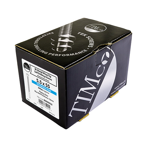 200 x TIMCO Self-Drilling Wing-Tip Steel to Timber Heavy Section A2 Stainless Steel Bi-Metal Screws - 5.5 x 55