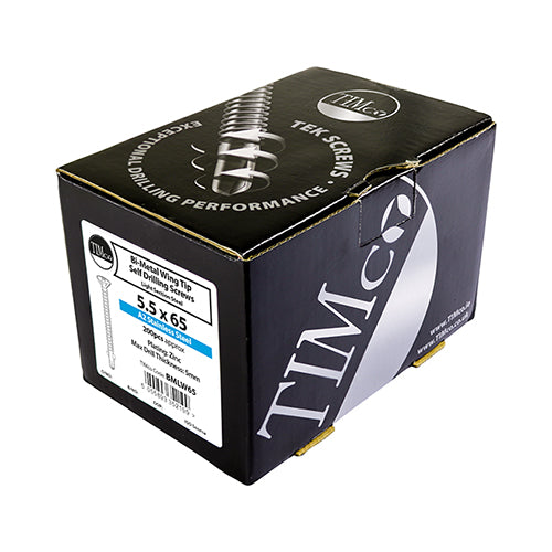 200 x TIMCO Self-Drilling Wing-Tip Steel to Timber Light Section A2 Stainless Steel Bi-Metal Screws - 5.5 x 65