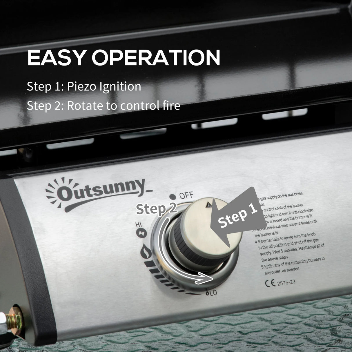 Outsunny Gas Plancha Barbecue Grill with 2 Stainless Steel Burner, 6kW, Portable Tabletop Gas BBQ with Non-Stick Griddle for Camping Picnic Garden Party Festival