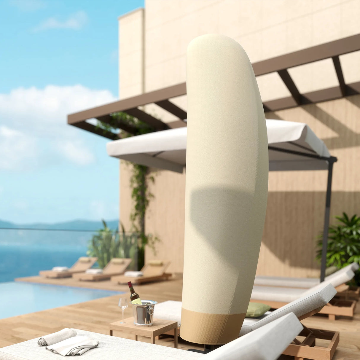 Outsunny Parasol Cover, 600D Oxford Cantilever Umbrella Cover Fit for 2-4m Parasol, Banana Umbrella Protector with Zipper for Outdoor Garden, Patio, White