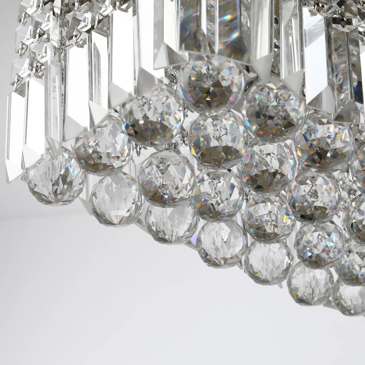 HOMCOM Modern Crystal Ceiling Light Square Crystal Chandelier for Living Room, Dining Room, Hall, E14 Base, Silver, 80 x 25 x 23cm