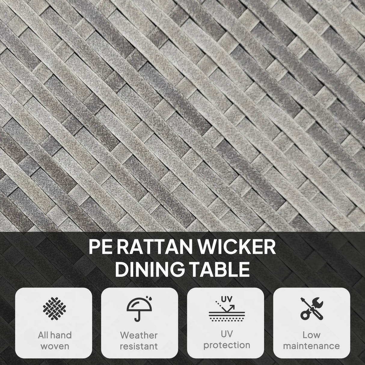 Outsunny 90 cm Wood-Effect Rattan Garden Table - Grey