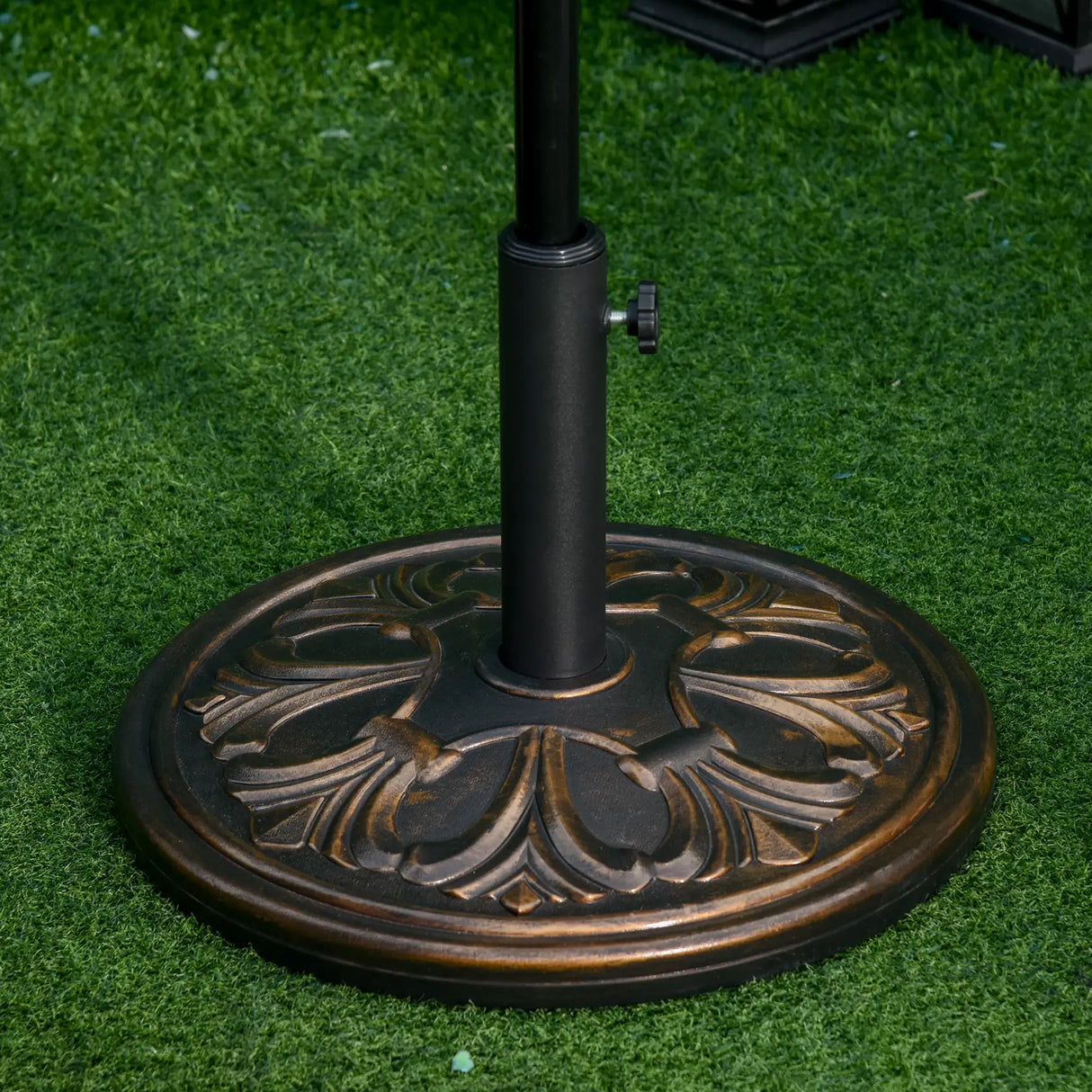 Outsunny 13kg Round Umbrella Base Outdoor Parasol Base Weight Stand Holder for Outdoor Garden Bronze Tone