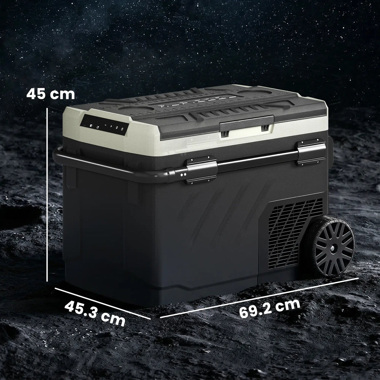 Outsunny 40L Compressor Car Fridge Freezer, Dual Zone Camping Refrigerator with App Control, Telescopic Handle, -20C-20C