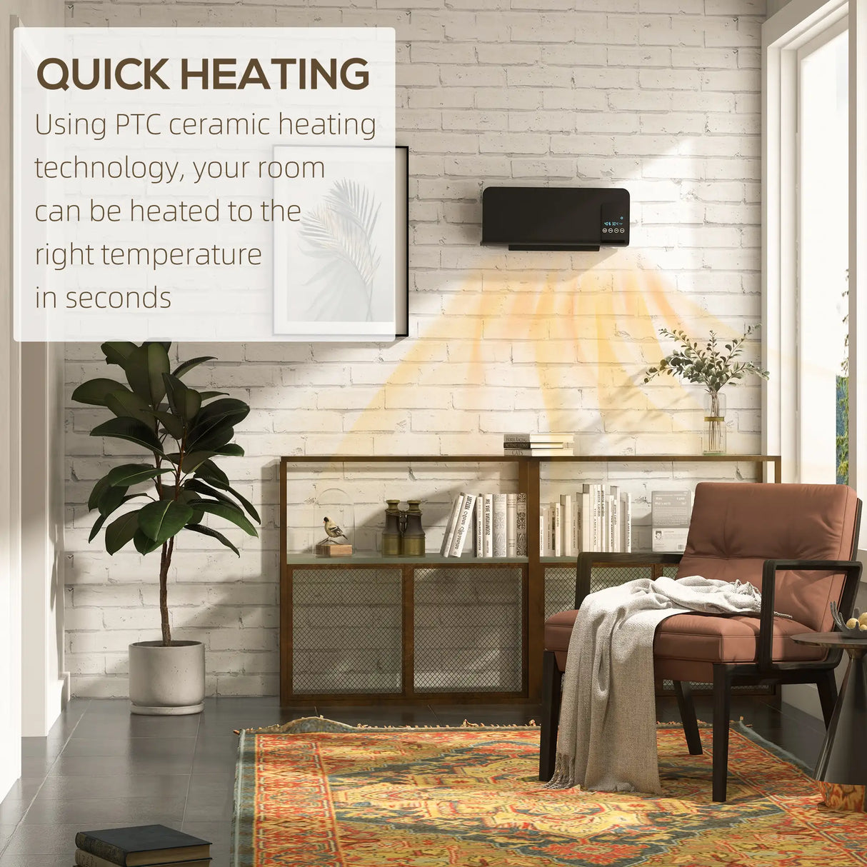 HOMCOM 2000W Wall Mounted Heater, 18-45C Temperature, Black