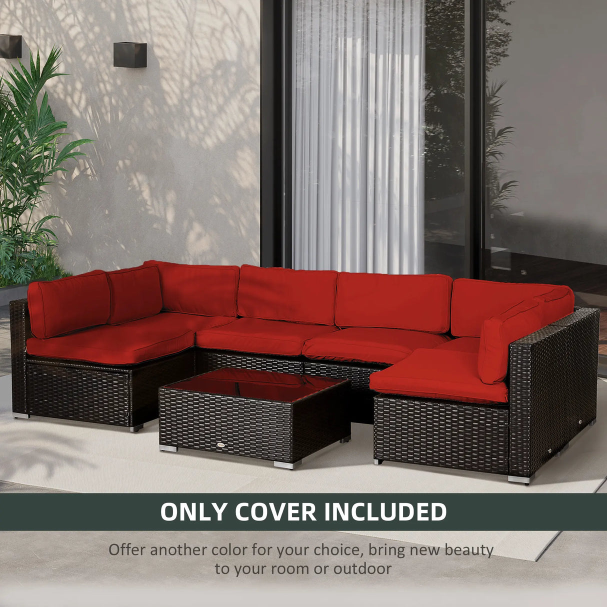 Outsunny Set of 14 Outdoor Cushion Covers - Red