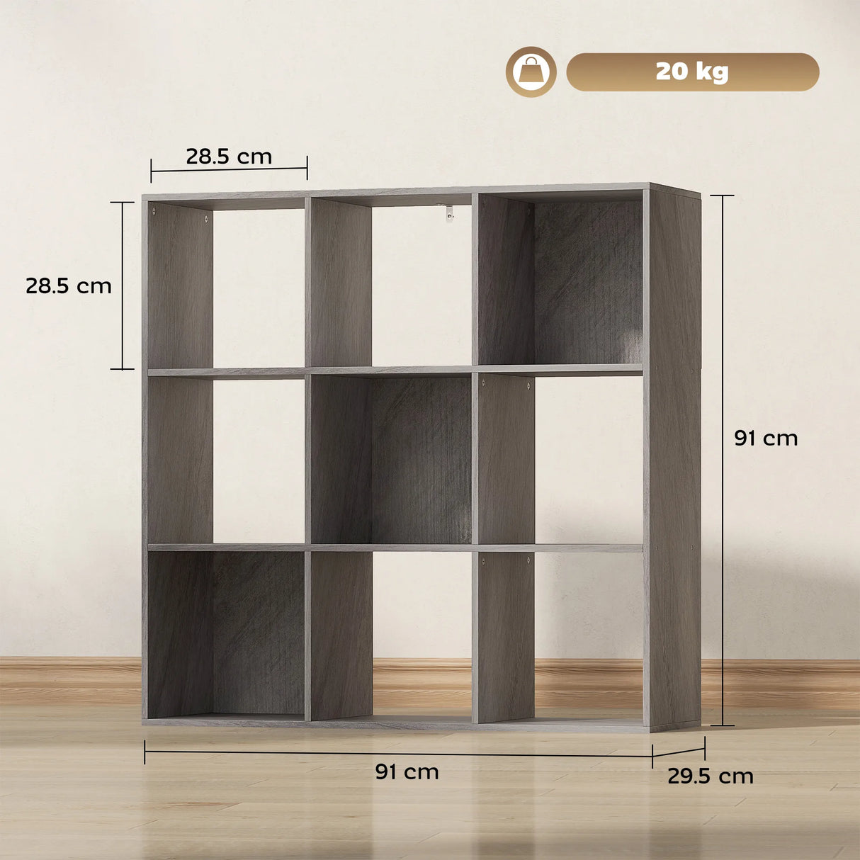 HOMCOM Nine-Cube Storage Shelf - Marble Grey