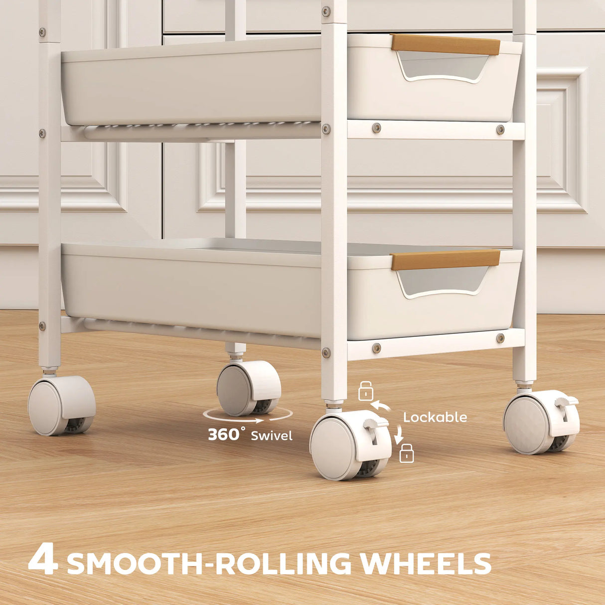 HOMCOM 5-Tier Storage Trolley on Wheels - White