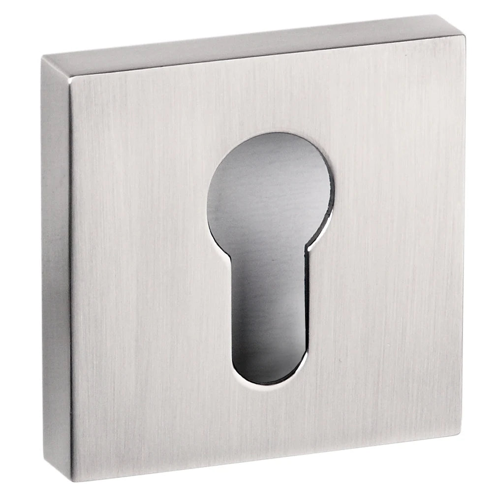 Senza Pari Euro Escutcheons on Minimal Square Rose - Satin Nickel - Pair