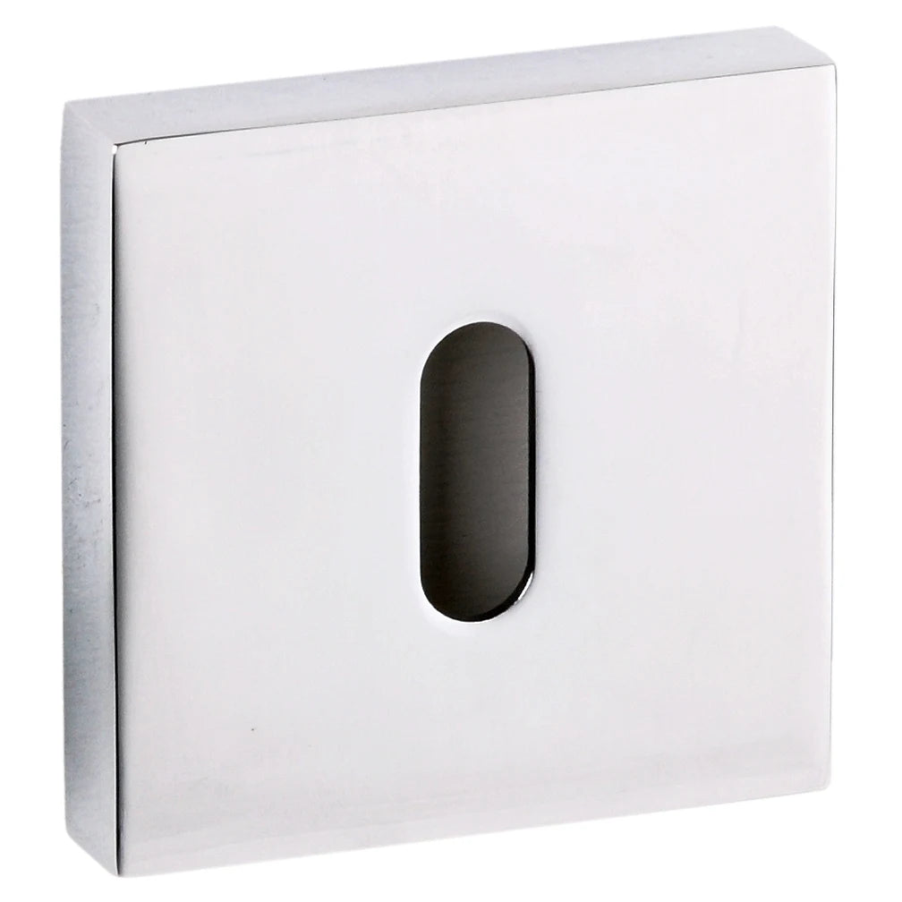 Senza Pari Key Escutcheons on Minimal Square Rose - Polished Chrome - Pair