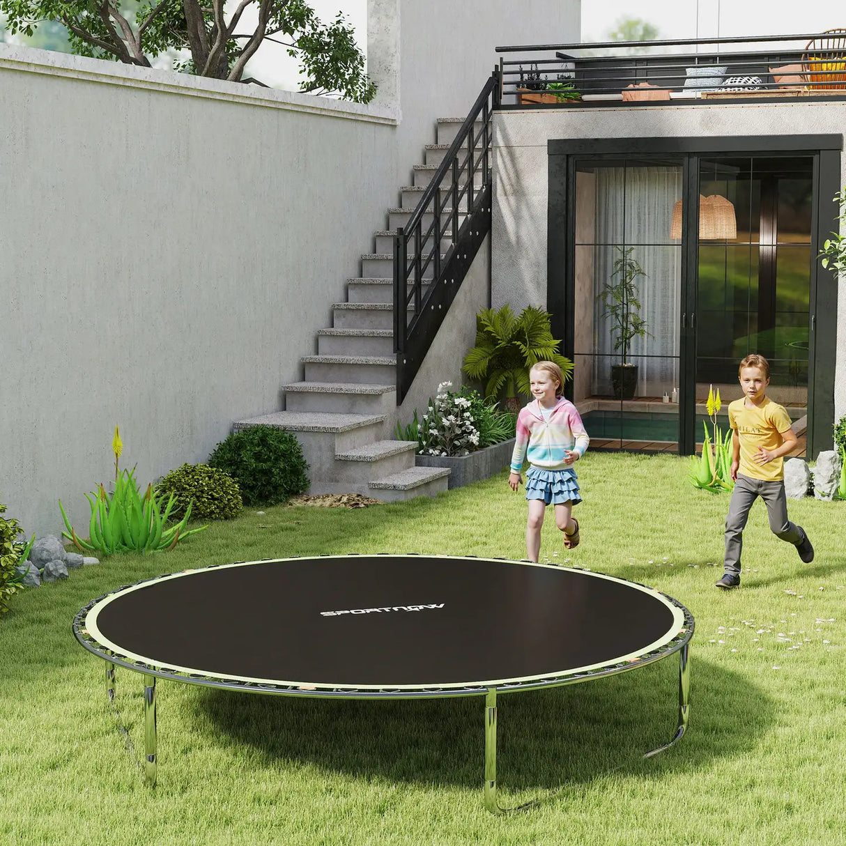 SPORTNOW Trampoline Replacement Mat with Spring Pull Tool, 42 V-Hooks, for 8ft Trampoline using 14cm Springs, Green