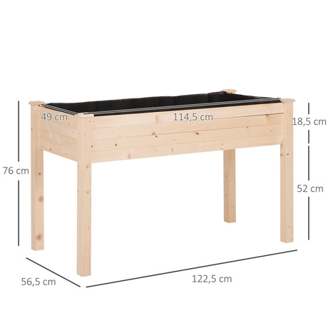 Outsunny Garden Wooden Planters14 Non-Woven Fabric, Rectangular Raised Bed,Fir Wood14Indoor/Outdoor, 122.5Lx56.5Wx76H cm