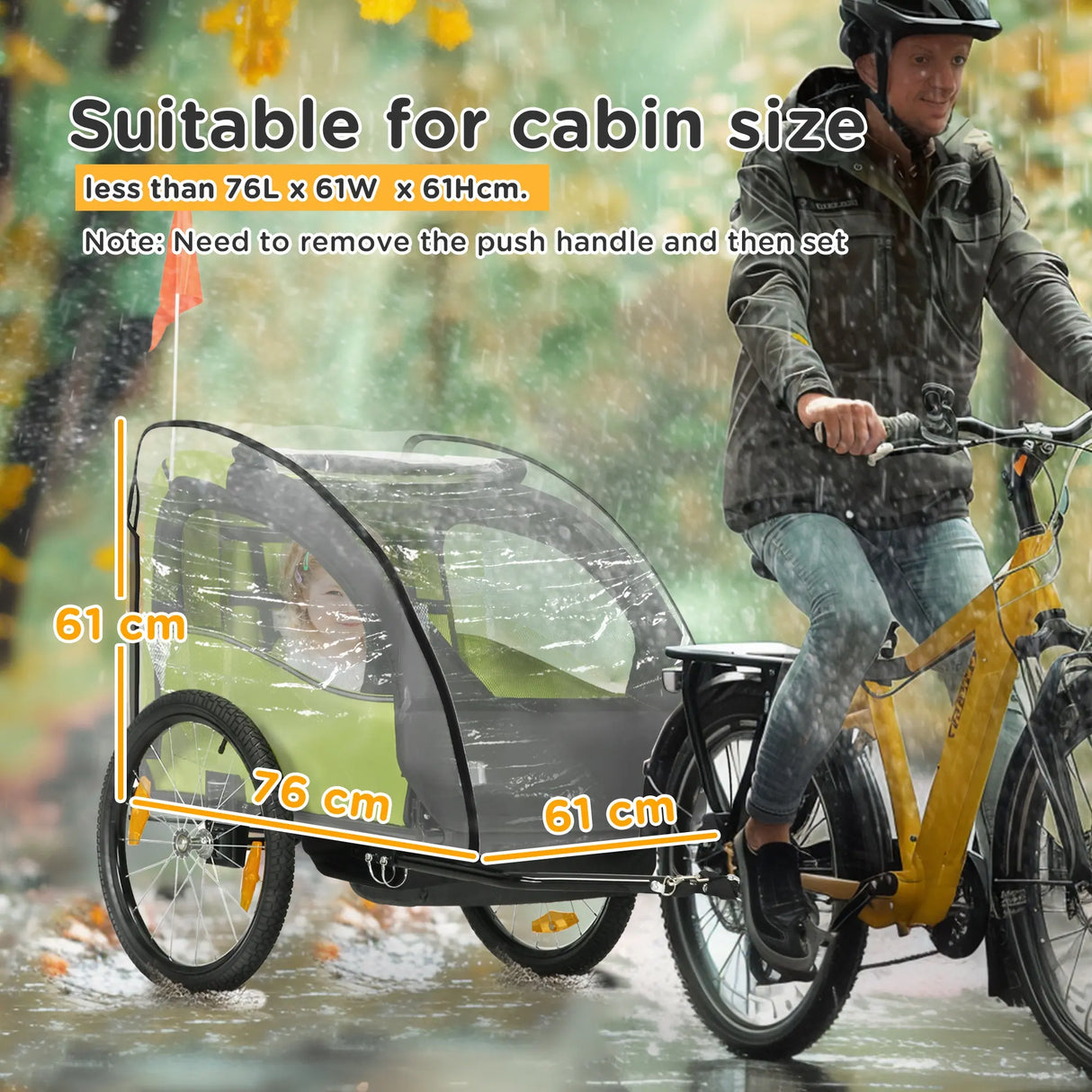 HOMCOM Baby Bike Trailer Cover, Anti Dust Rain Snow, Cold Wind, 76 x 61 x 61 cm